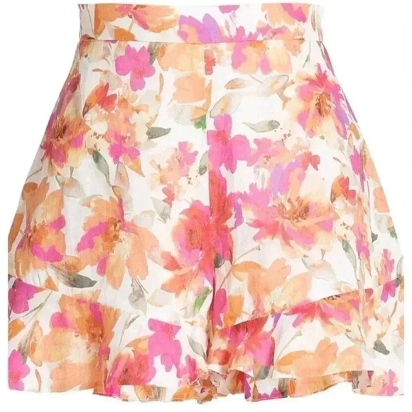 NWT • Sophia The Label • Size 8 (L) • BLOSSOM FRILL SHORTS - Pink Peach Floral - Picture 5 of 16